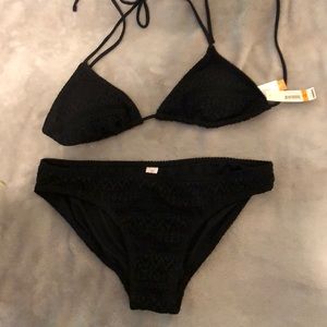 Black lace bikini set.